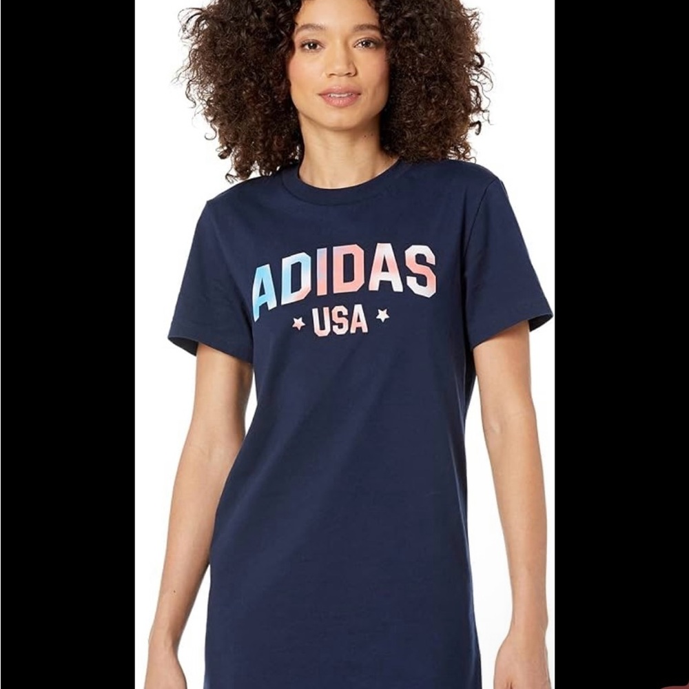 Adidas Navy Graphic T-Shirt Dress